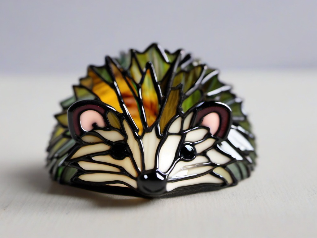 Stained Glass Pygmy Hedgehog - Tiny hedgehog with curious expression  