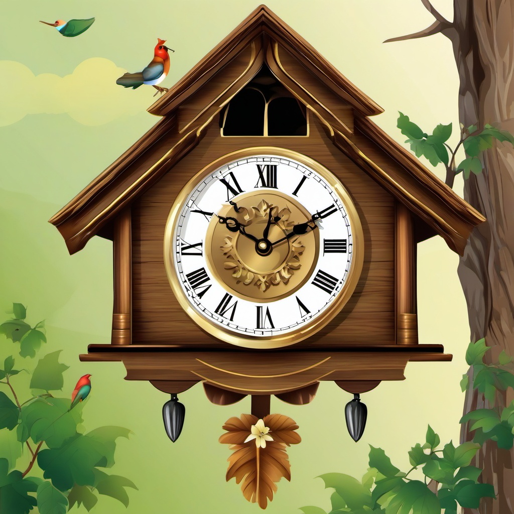 Clock clipart - cuckoo clock with a bird  