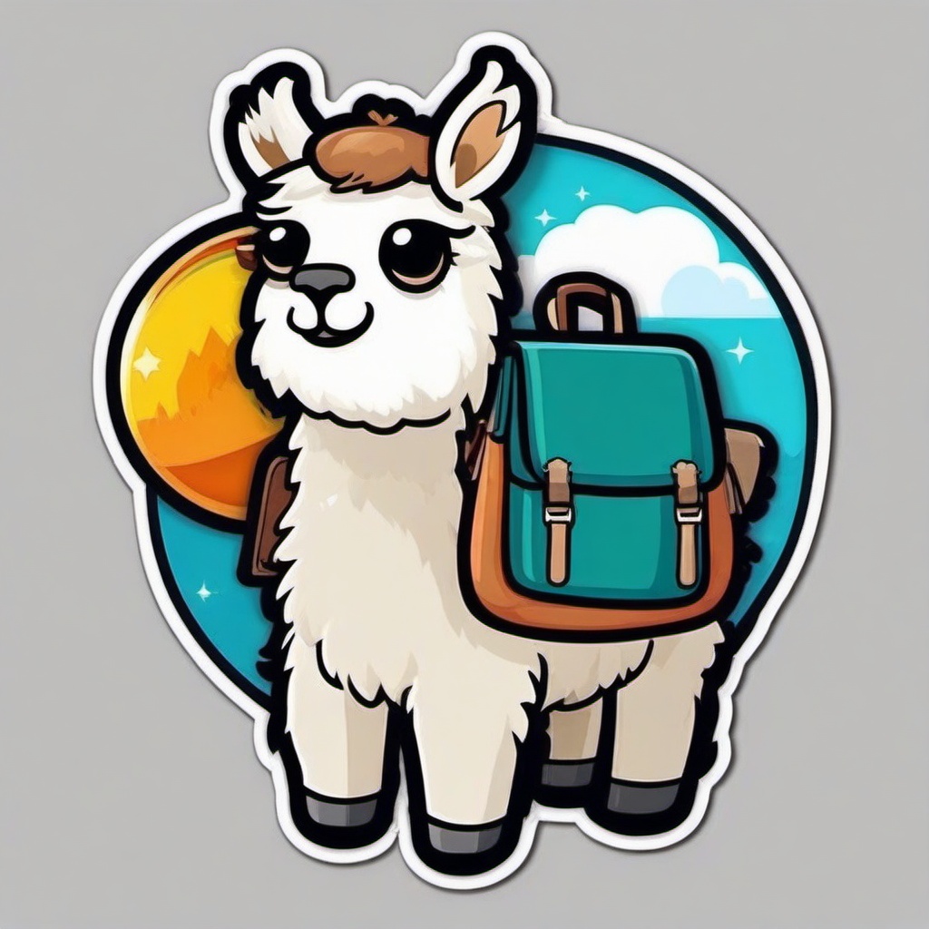 Llama cartoon - woolly, pack-carrying animal  cartoon sticker style