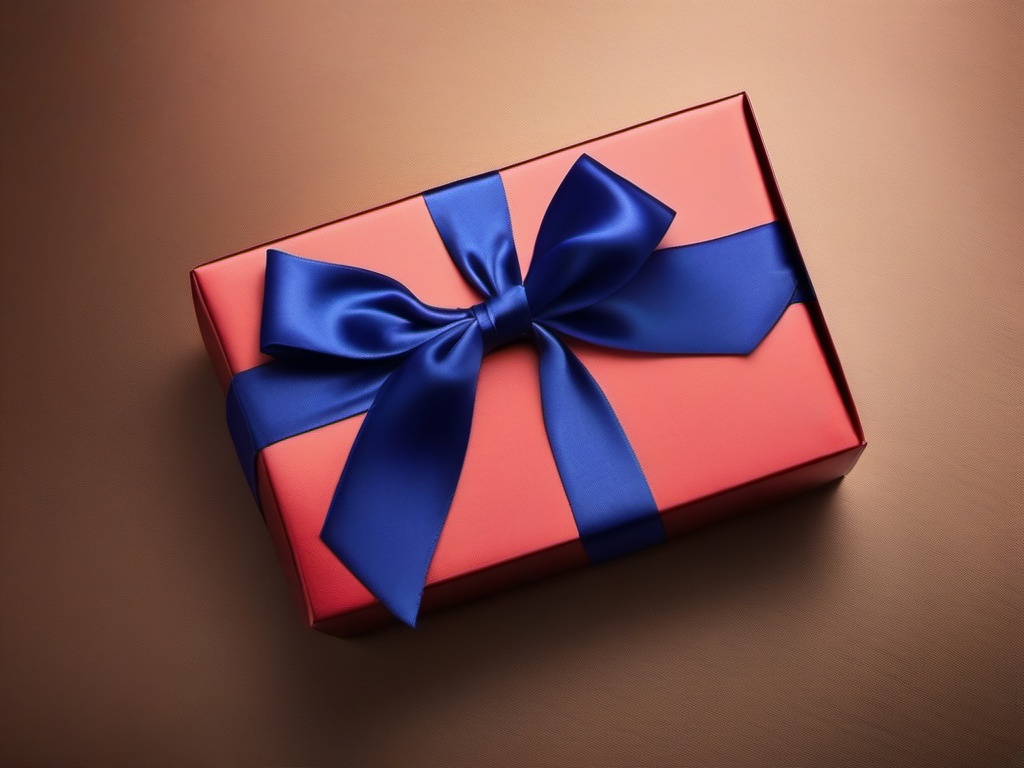 Satin bow-tied gift images top view, product photoshoot realistic background, hyper detail, high resolution