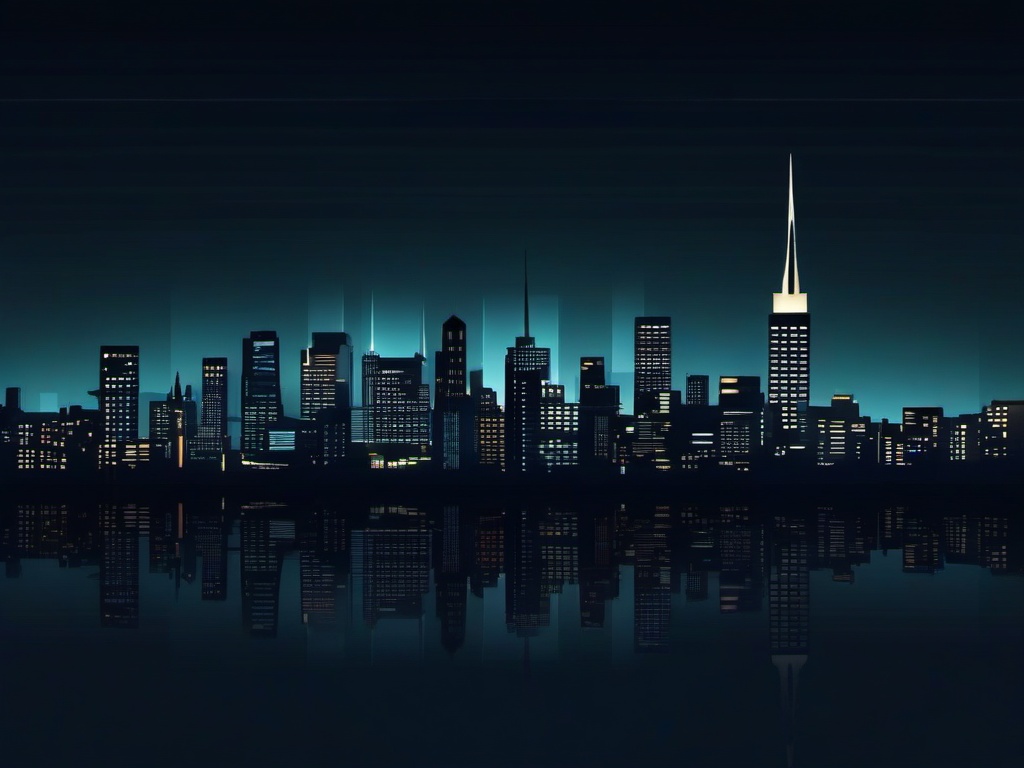 City Lights Background - Urban skyline illuminated at night  minimal design