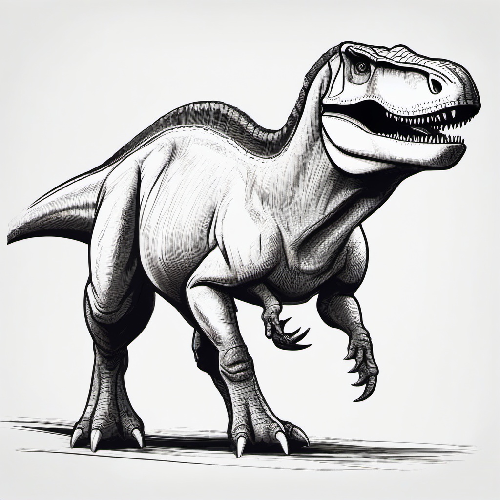 drawing of a Carcharodontosaurus dinosaur  minimal rough sketch scribbles,doodles,black and white