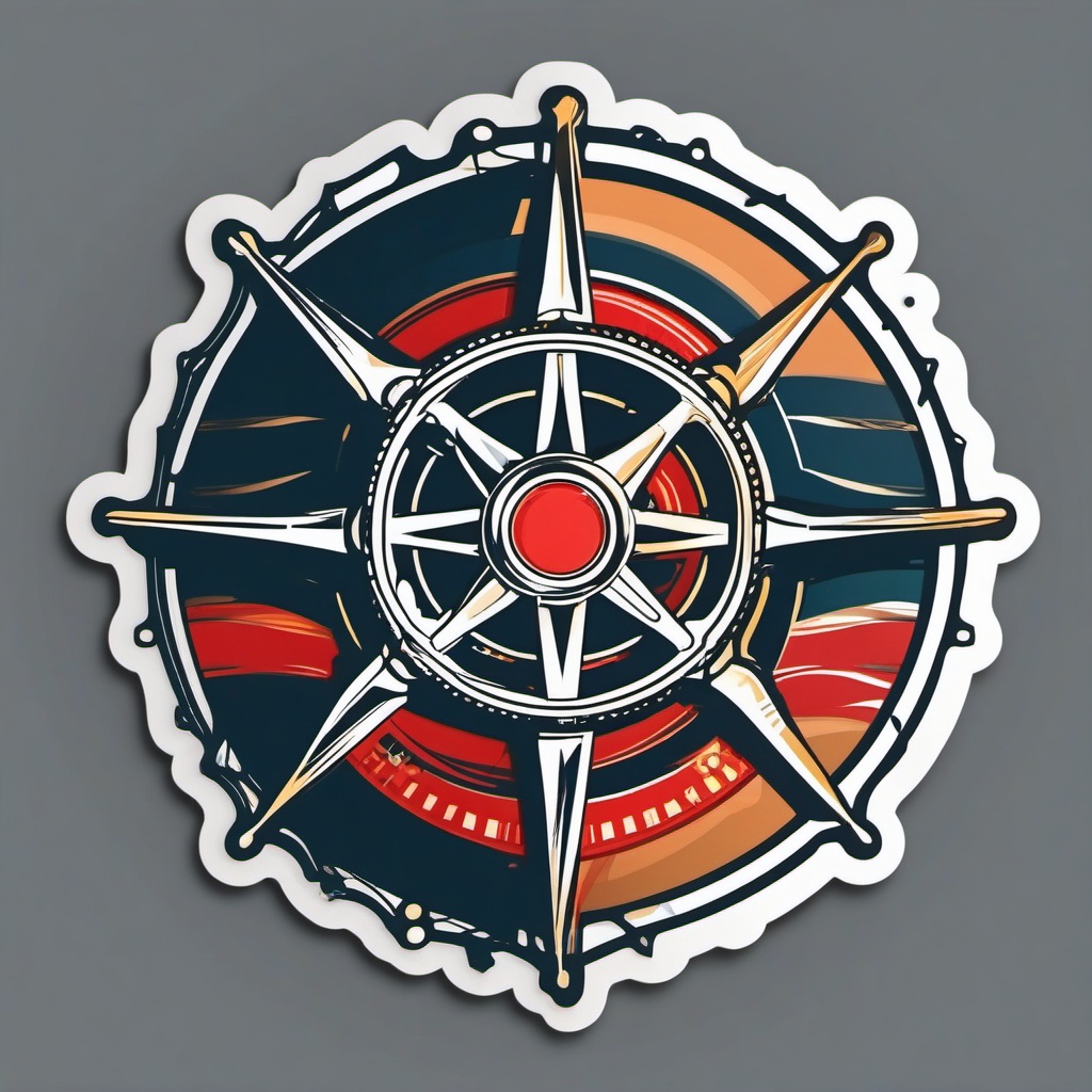 Boat Helm Sticker - Nautical journey, ,vector color sticker art,minimal