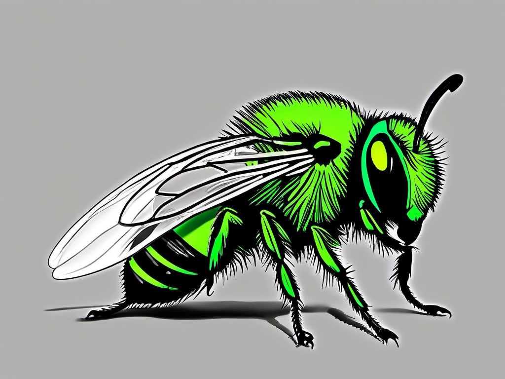 drawing of a green sweat bee  minimal rough sketch scribbles,doodles,black and white