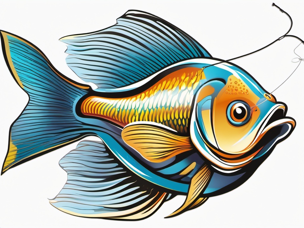 Fish clipart - fish on a fishing line  