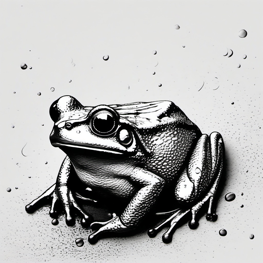 drawing of rain frog  minimal rough sketch scribbles,doodles,black and white