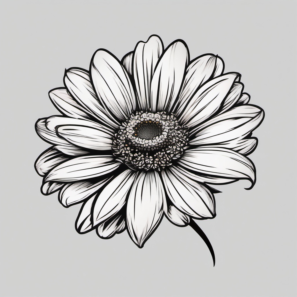 Daisy Tattoo with Name as Stem-Addition of a personal touch to floral ink with a daisy tattoo featuring a name as the stem, symbolizing connection and growth.  simple vector color tattoo