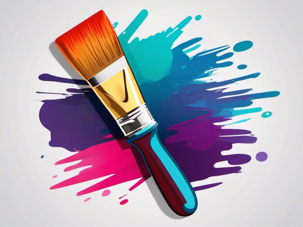 Paintbrush Sticker - Artist's paintbrush in vibrant colors, ,vector color sticker art,minimal