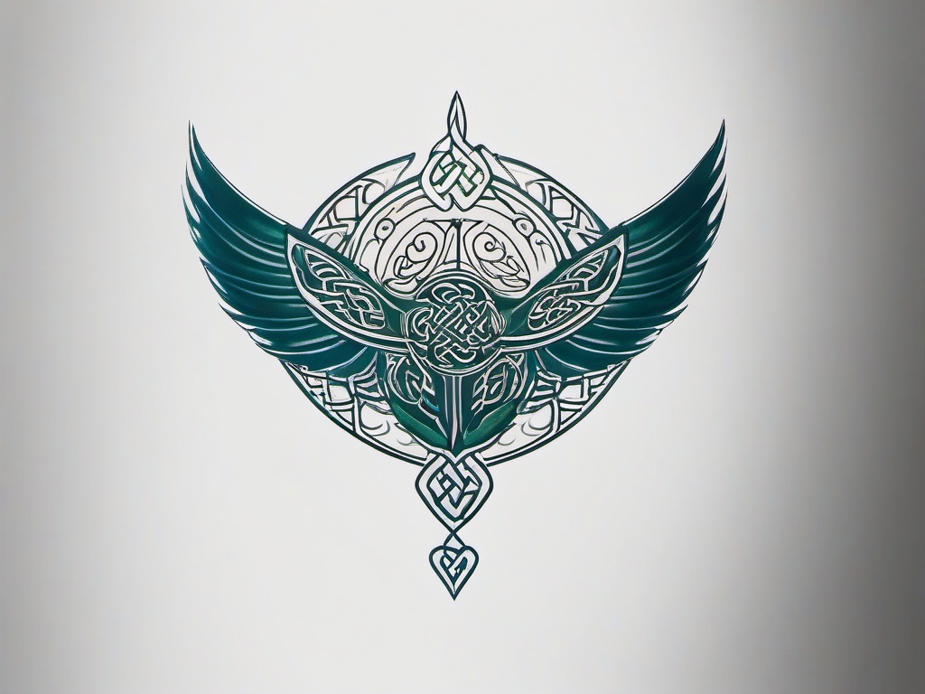 celtic mythology tattoos  simple color tattoo,minimal,white background