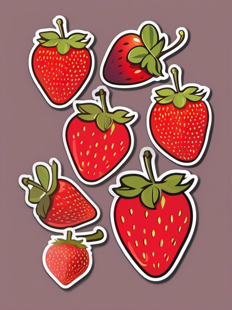 Strawberry Sticker - Juicy and sweet, a strawberry-patterned delight, , sticker vector art, minimalist design