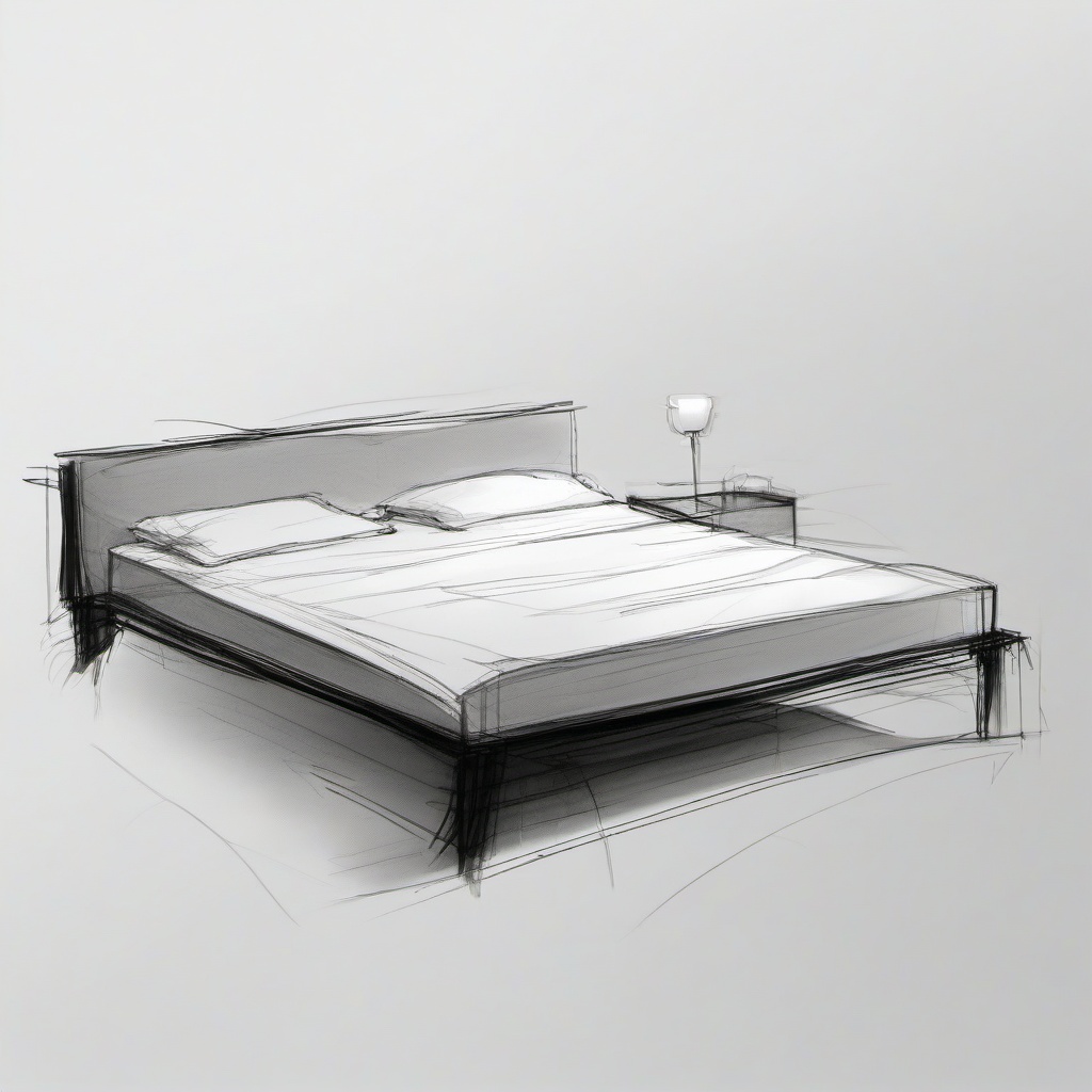 sketch of a bed  minimal rough sketch scribbles,doodles,black and white