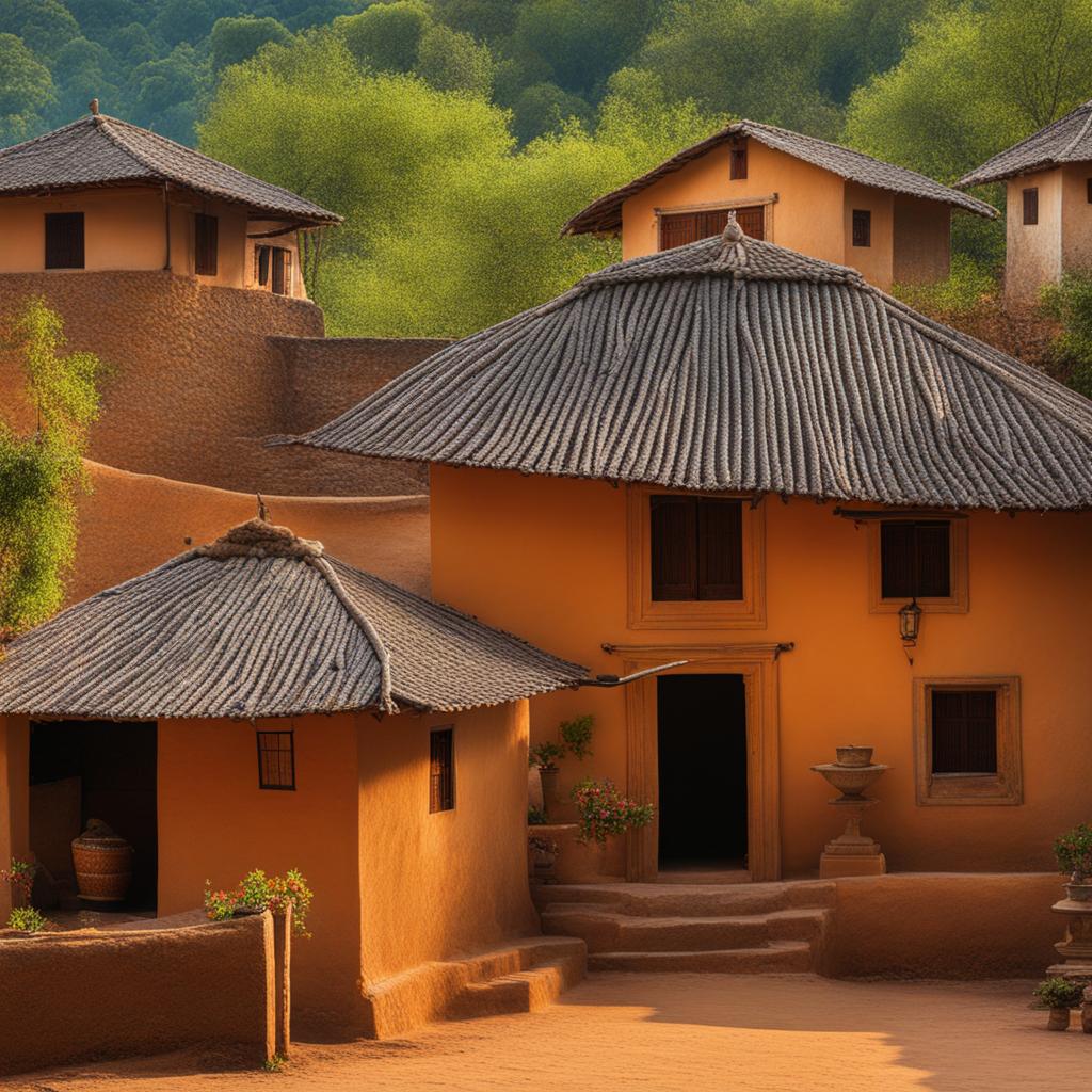 village life amidst architectural wonders 