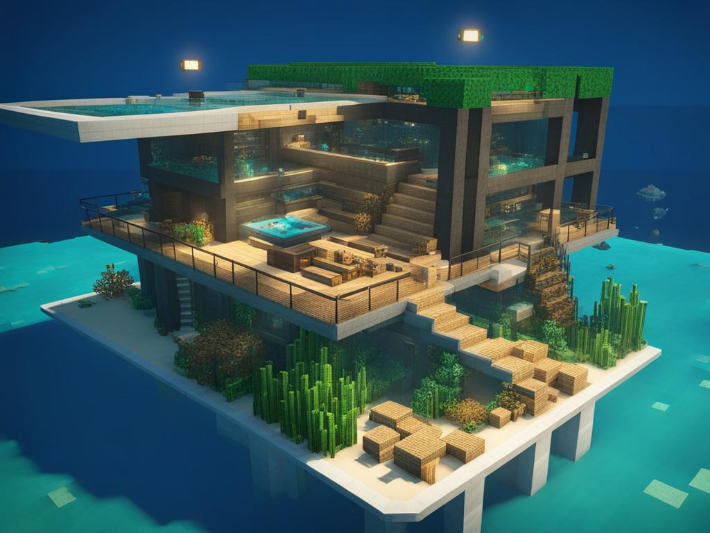 underwater research station with marine life observation - minecraft house design ideas 