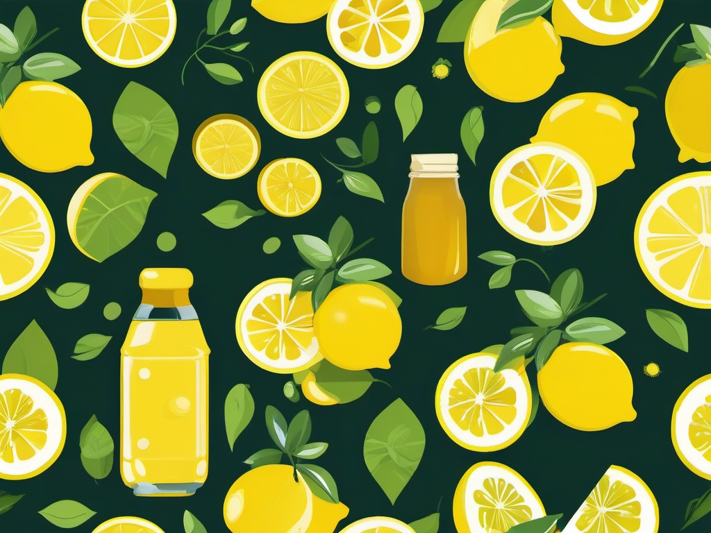 Lemon clipart - lemon and honey for a refreshing drink  color,minimalist,vector clipart