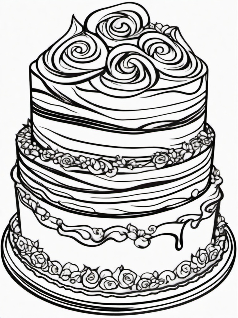 Cake Coloring Pages - Marble cake with chocolate and vanilla swirls  simple coloring pages