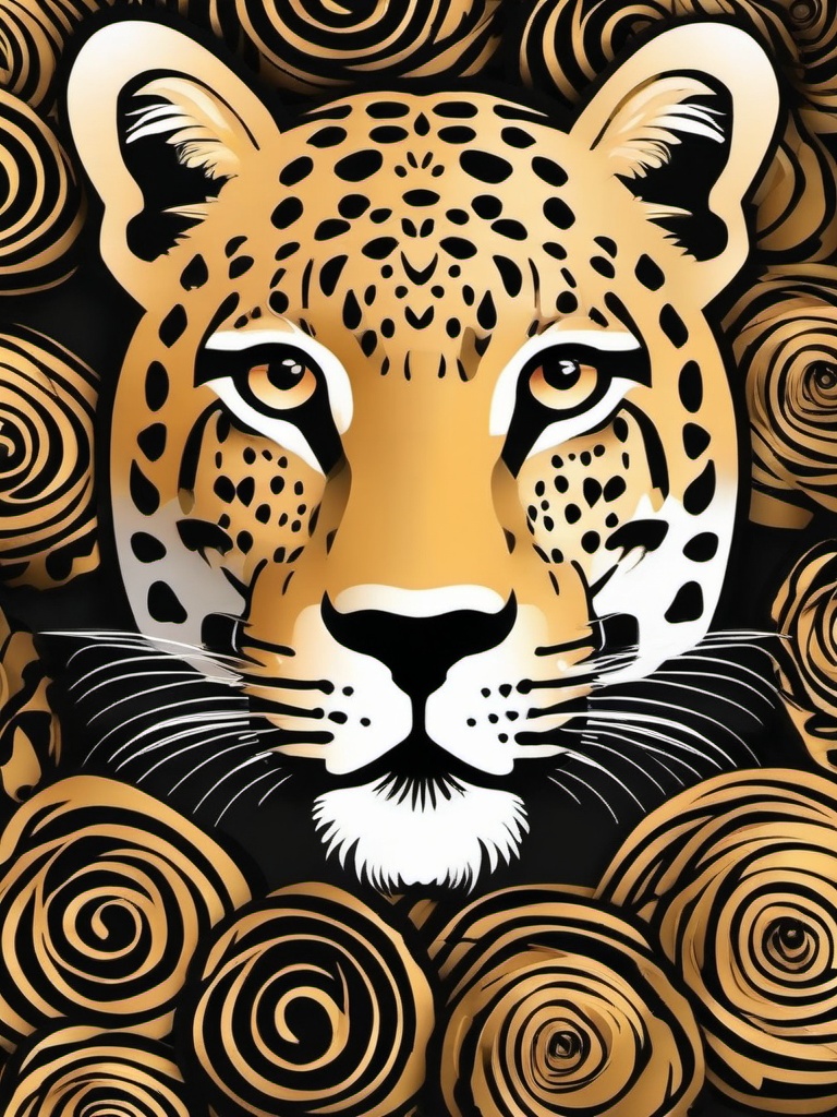 Leopard clipart - Agile big cat with striking rosette patterns, ,vector color clipart,minimal