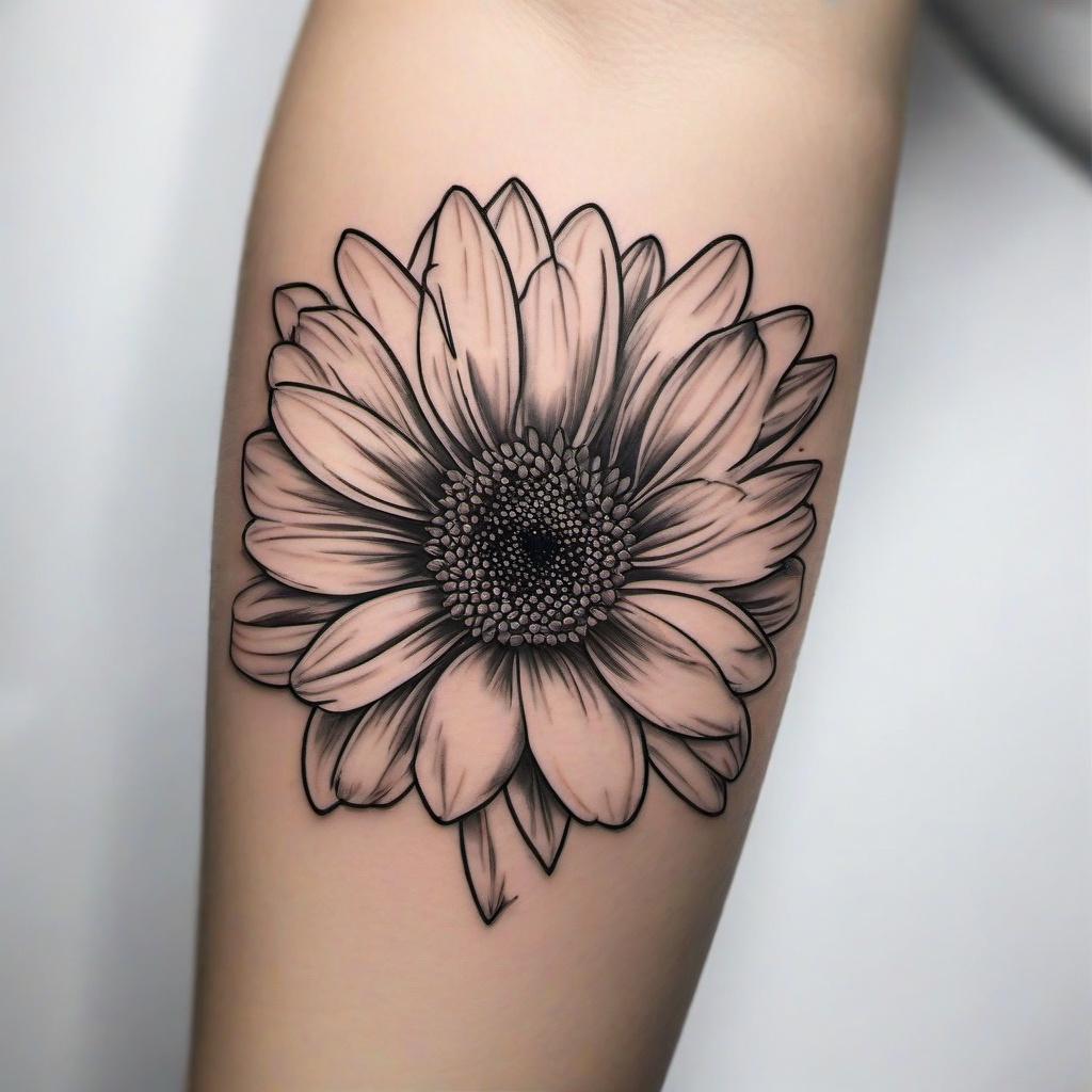 Daisy Outline Tattoo-Highlighting the beauty of clean lines with a daisy outline tattoo, a subtle and sophisticated choice.  simple vector color tattoo