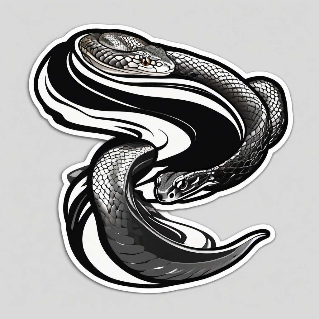 Boelen’s Python cartoon - rare, black and white snake  cartoon sticker style