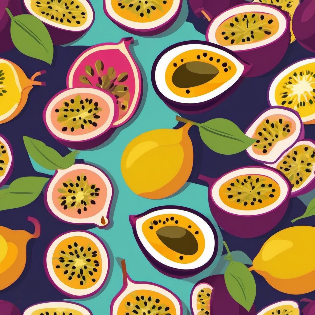 Passion Fruit Halves Clipart - Halves of colorful passion fruit.  color vector clipart, minimal style