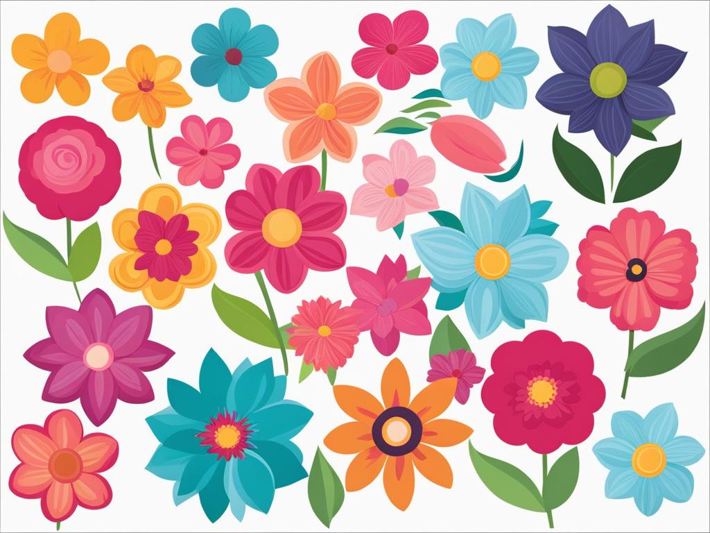 flower clipart - blooming in vibrant colors. 