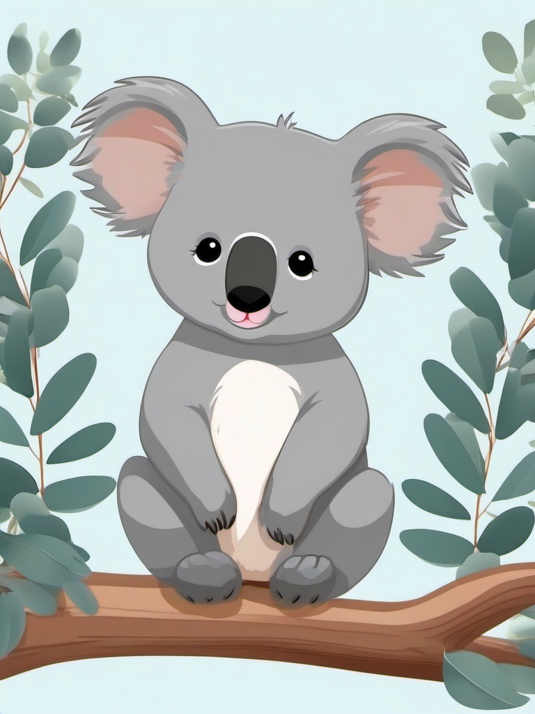 Cute Koala in a Eucalyptus Forest  clipart, simple