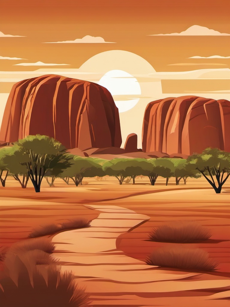 The Ayers Rock clipart - Sacred sandstone monolith in Australia, ,color clipart vector style