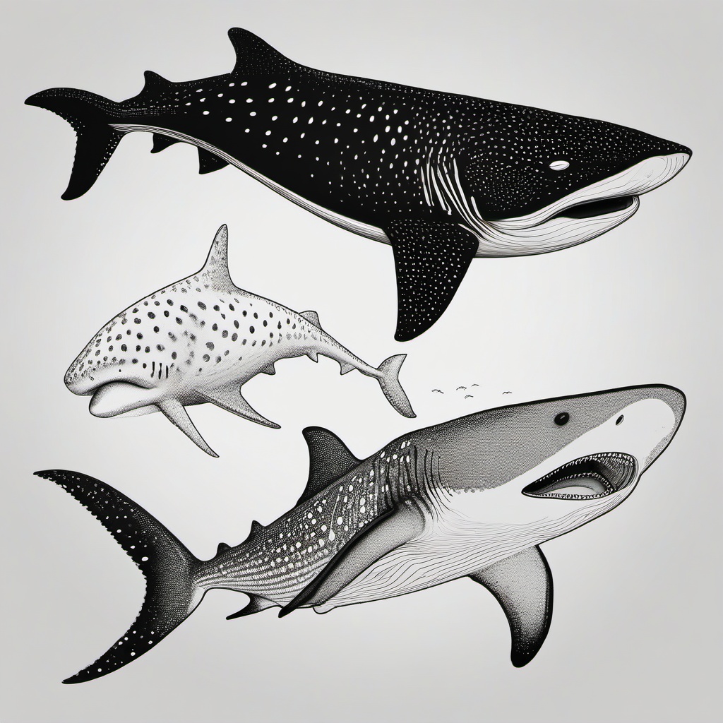 drawing of Whale shark  minimal rough sketch scribbles,doodles,black and white