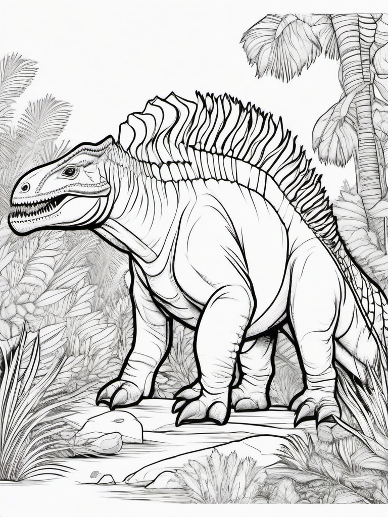 Iguanodon Coloring Pages - Thumb-Spiked Herbivore  black outline printable coloring page