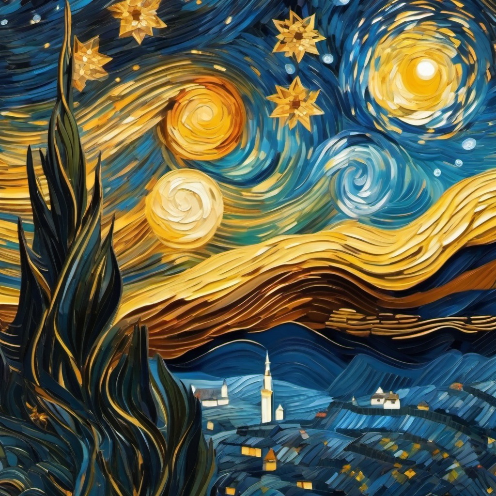 Star Background - Starry Night in Van Gogh's Artwork  wallpaper style, intricate details, patterns, splash art, light colors