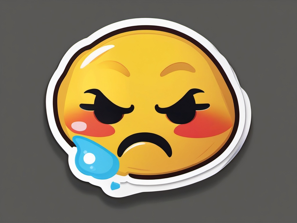 Emoji crying face sticker- Expressive and emotional, , sticker vector art, minimalist design