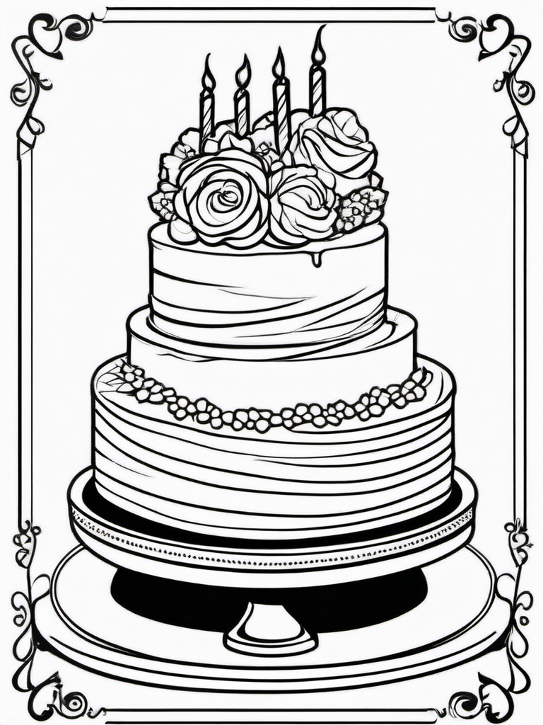 Cake Coloring Pages - Vanilla cake with layers of buttercream  simple coloring pages