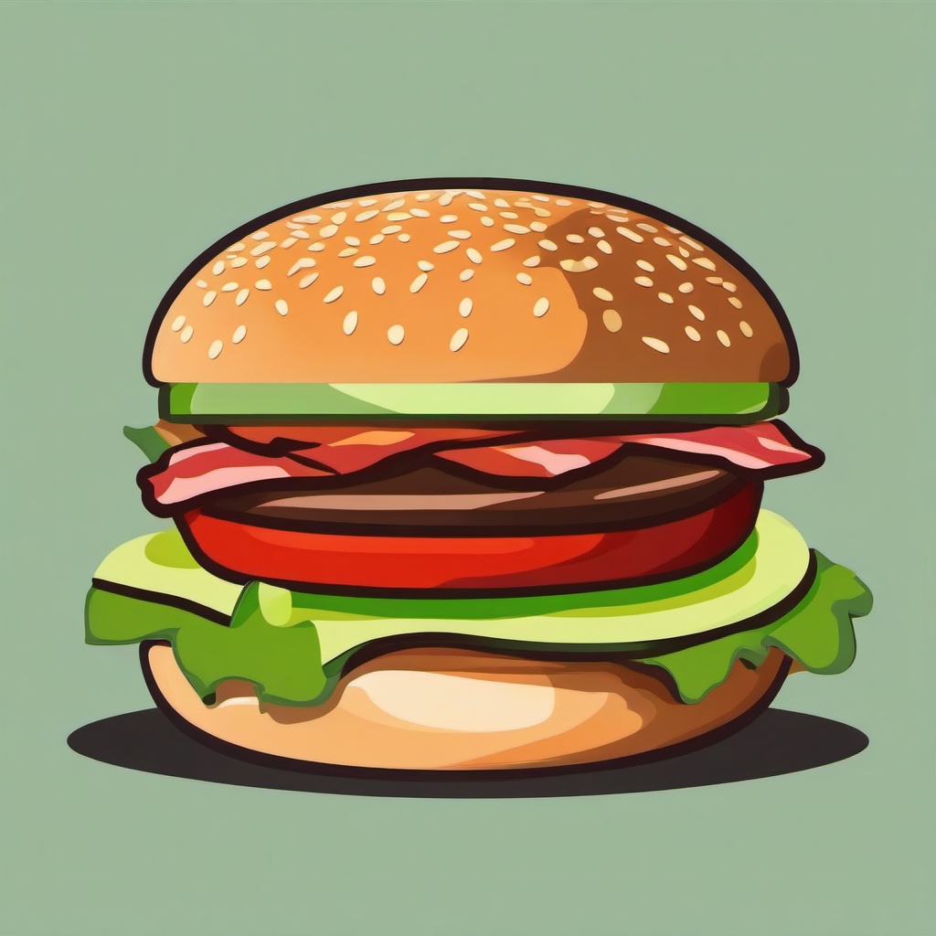 Hamburger clipart - gourmet hamburger with bacon and avocado  color,minimalist,vector clipart