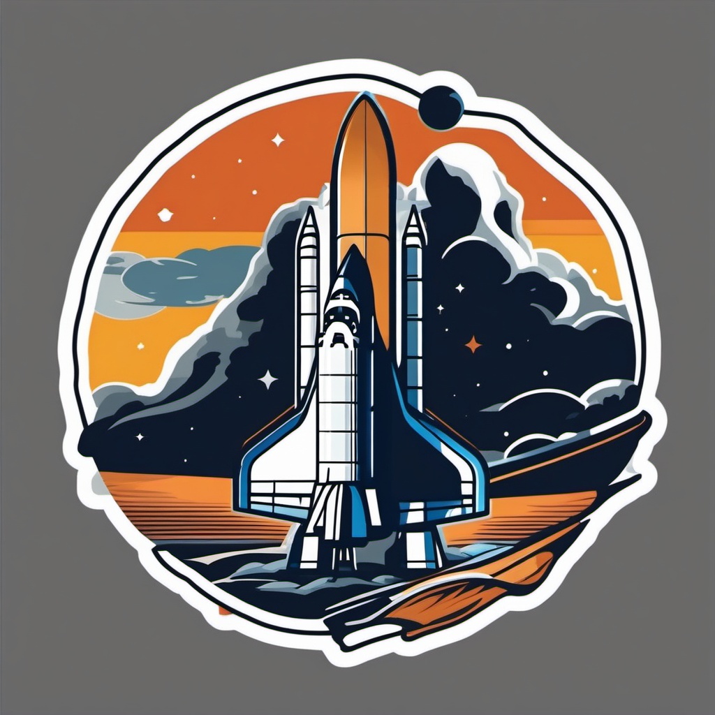 Space Shuttle Atlantis Sticker - Space shuttle Atlantis during a mission, ,vector color sticker art,minimal