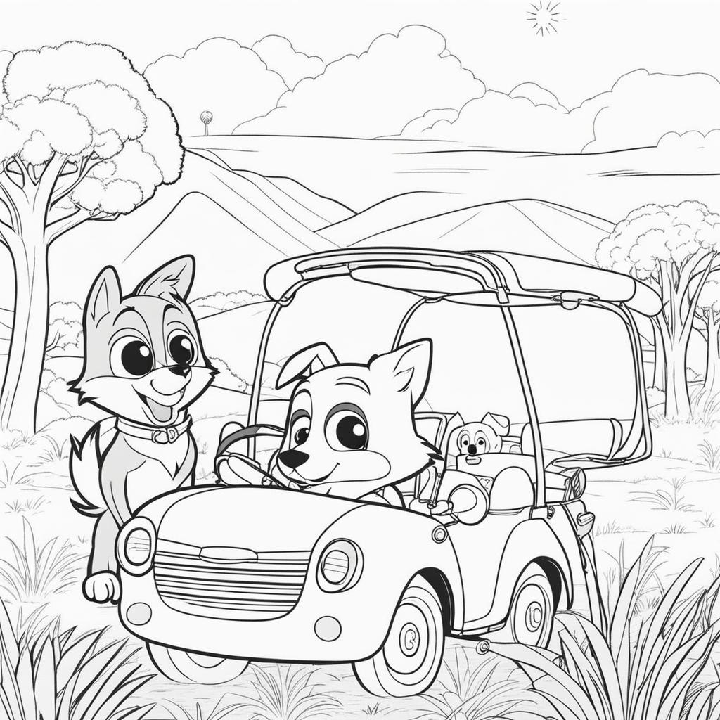 bluey coloring pages - bluey and bingo go on a magical adventure in the outback. 