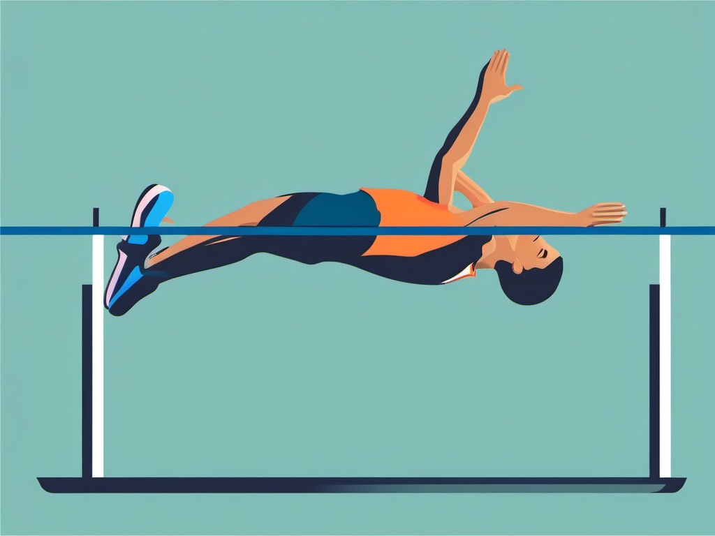 High Jump Clearing the Bar Clipart - A high jumper gracefully clearing the bar.  color vector clipart, minimal style