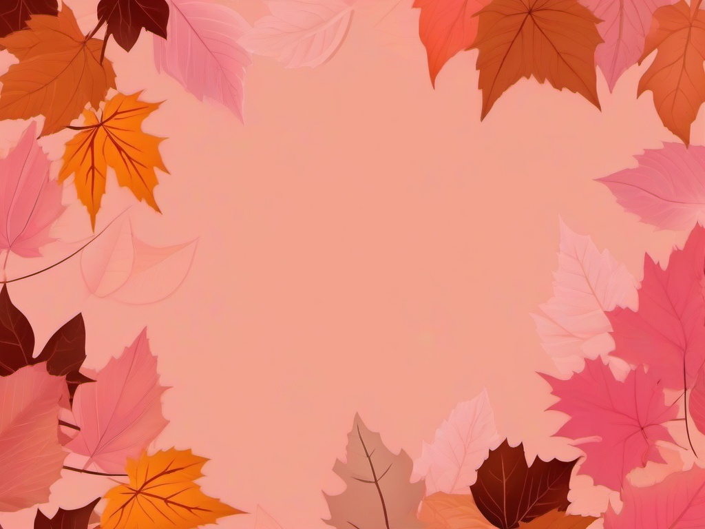 Pink Fall Background-Light pink with falling autumn leaves in warm orange and brown  background wallpaper