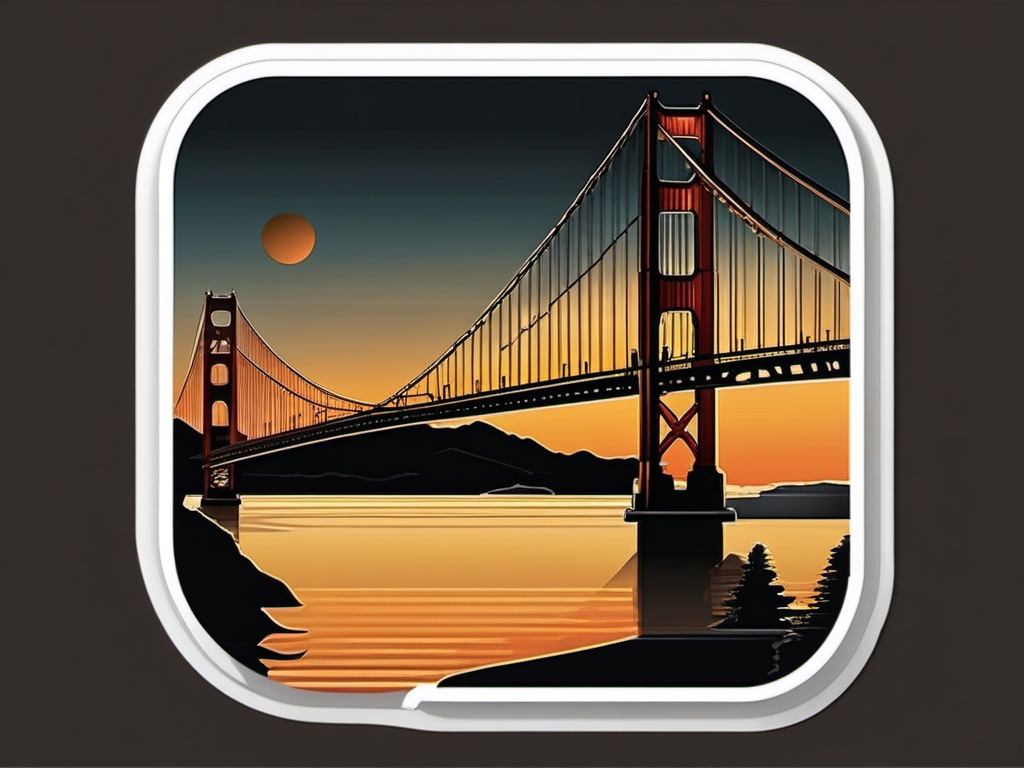 Golden Gate Bridge sticker- Iconic suspension bridge in San Francisco, , sticker vector art, minimalist design