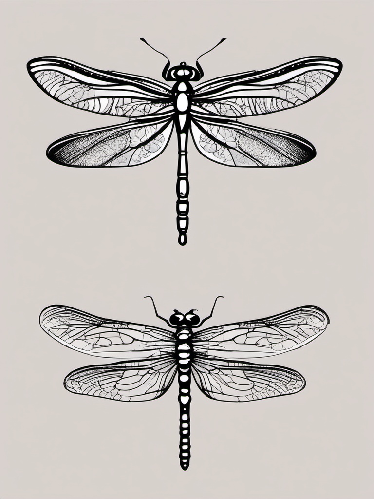 drawing of colorful dragonflies  minimal rough sketch scribbles,doodles,black and white