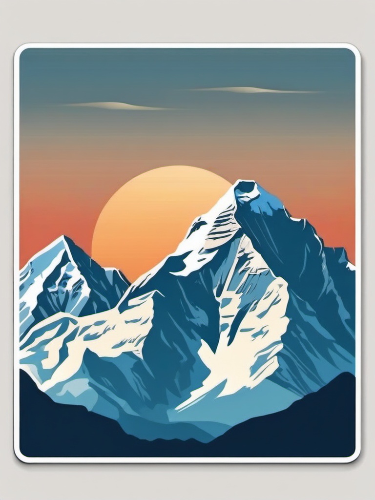 Mount Everest sticker- Earth's highest mountain in the Himalayas, , sticker vector art, minimalist design