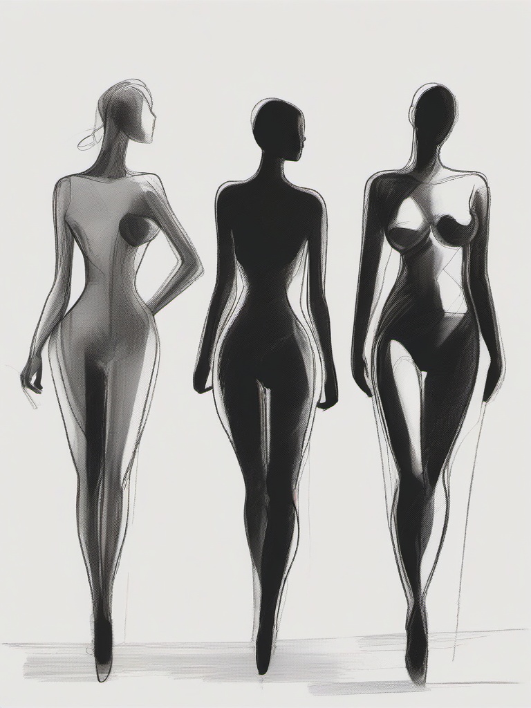 drawing of bodies with different poses  minimal rough sketch scribbles,doodles,black and white