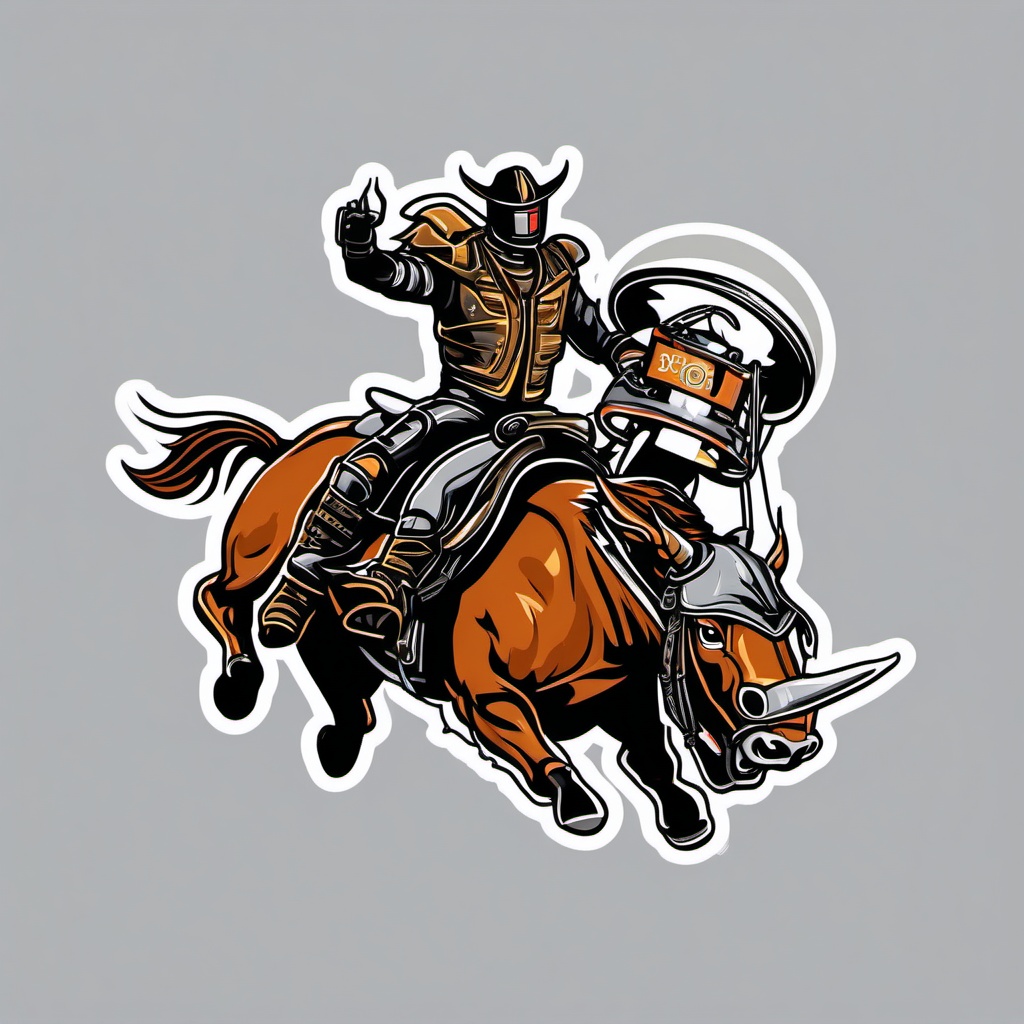 Robot Rodeo sticker- Mechanical Bull Riding, , sticker vector art, minimalist design