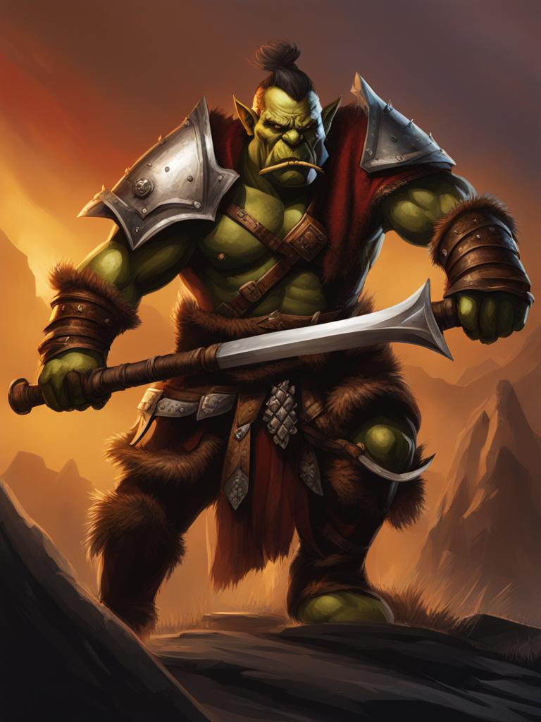 orc clipart - a fierce orc warrior with tusks and armor. 