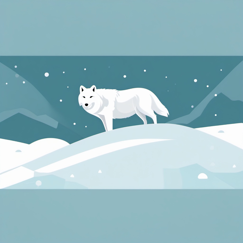 Arctic Wolf Clip Art - An Arctic wolf blending into the snow,  color vector clipart, minimal style