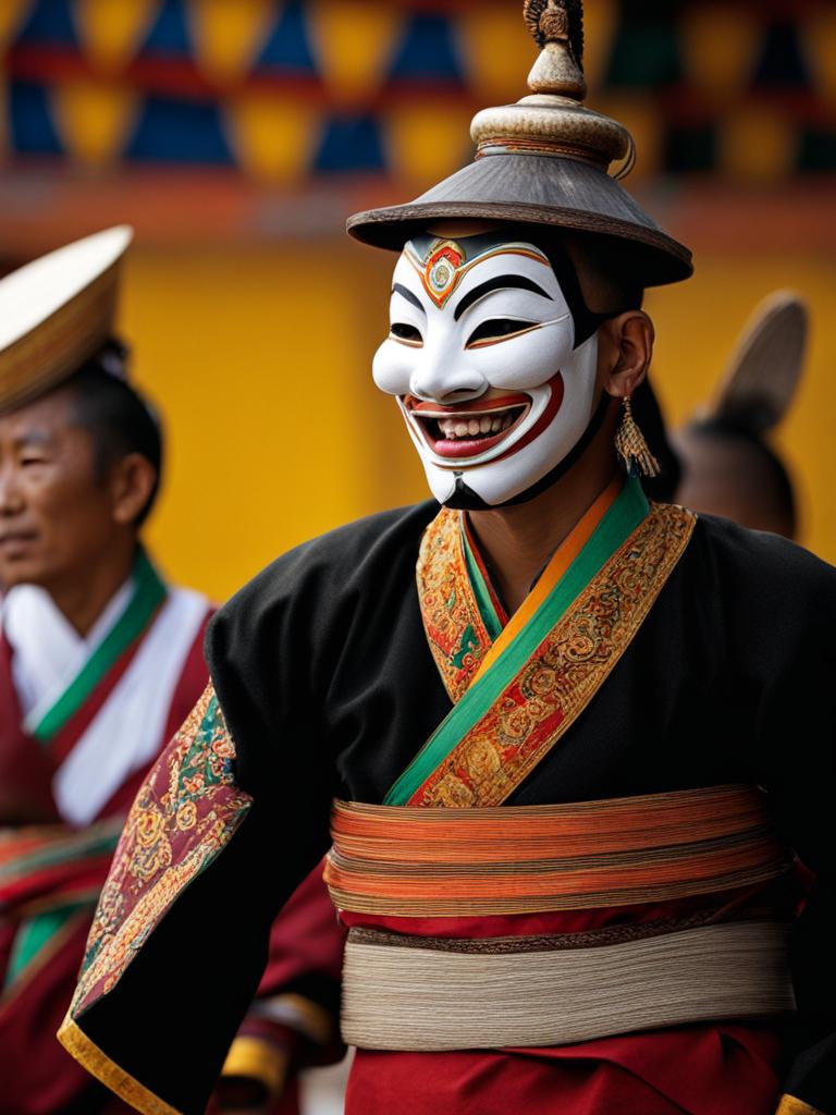 bhutan - celebrates a traditional bhutanese festival with masked dances and vibrant costumes. 