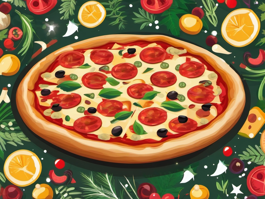 Pizza clipart - pizza with a festive background  