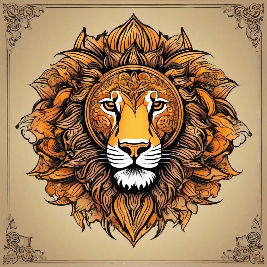 sun leo tattoo  simple vector color tattoo