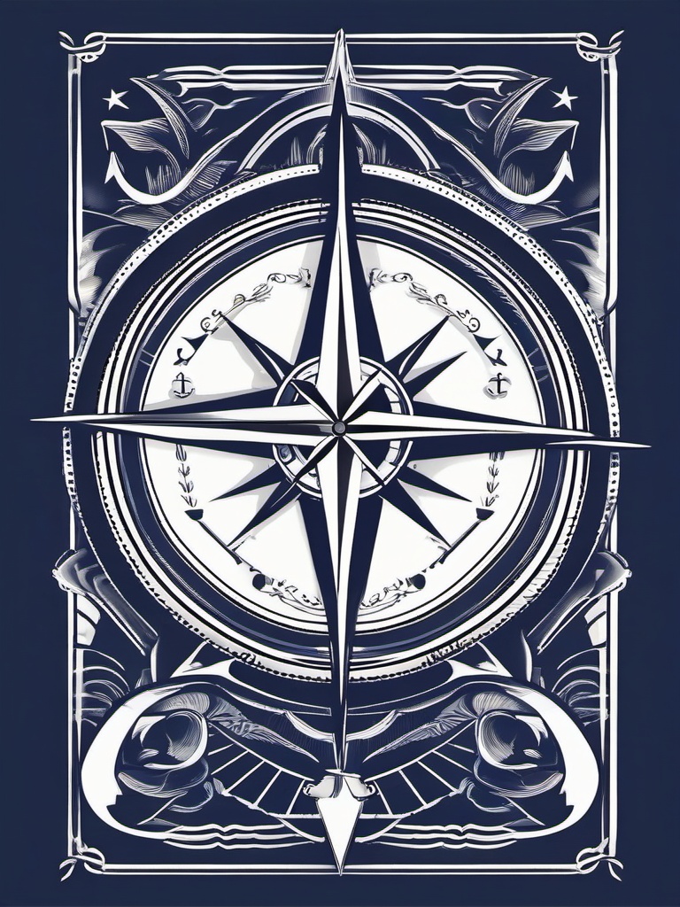 Compass Navy Tattoo - Compass tattoo with nautical influences.  simple vector tattoo,minimalist,white background