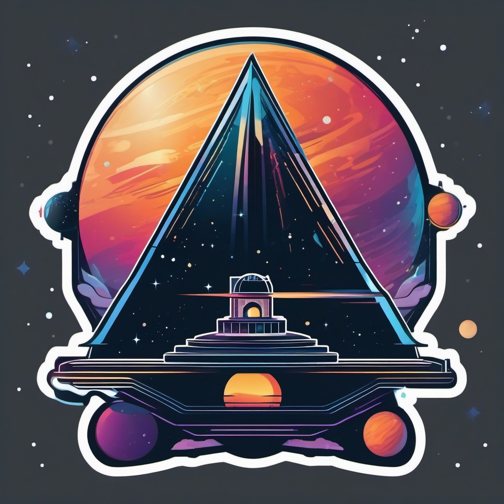 Floating Observatory Sticker - Experience the cosmic vibes with the futuristic and floating observatory sticker, , sticker vector art, minimalist design