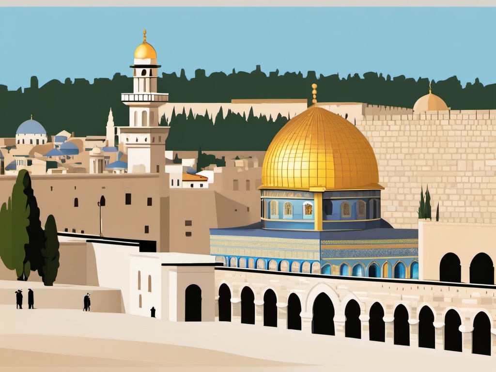 Jerusalem clipart - Western Wall and Dome of the Rock in Israel, ,color clipart vector style