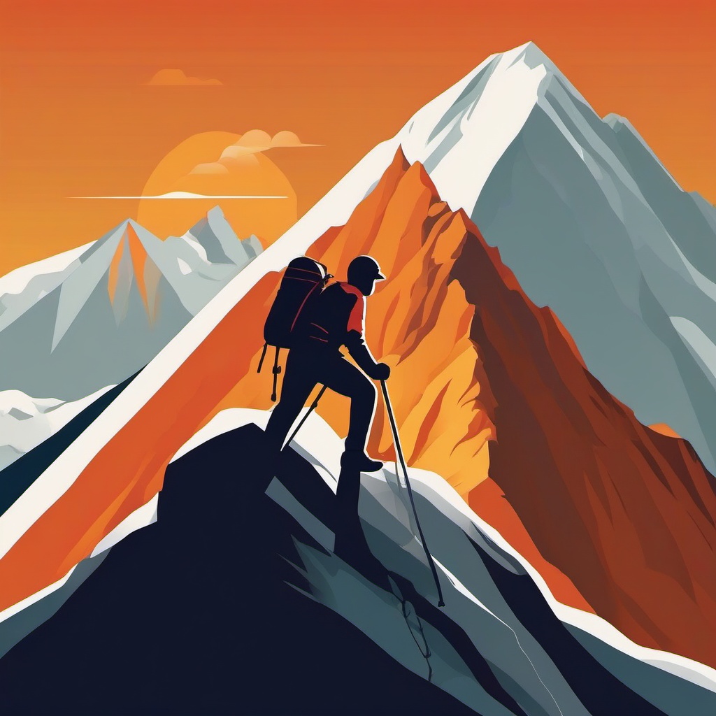 Mountain Climber's Ascent clipart - Determined ascent of a peak, ,vector color clipart,minimal